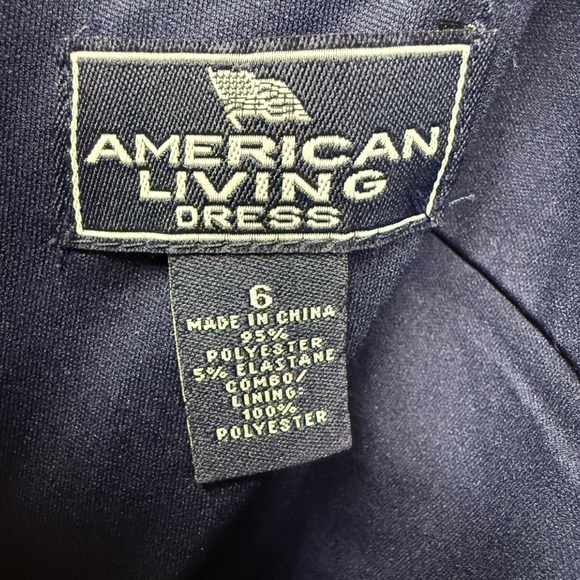 American Living Navy Blue Sequin Trim Ruched Sheath Dress - Size 6 - Picture 4 of 8